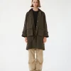 Clearance AF Agger - Oilskin Long Coat - Dark GreenBrown