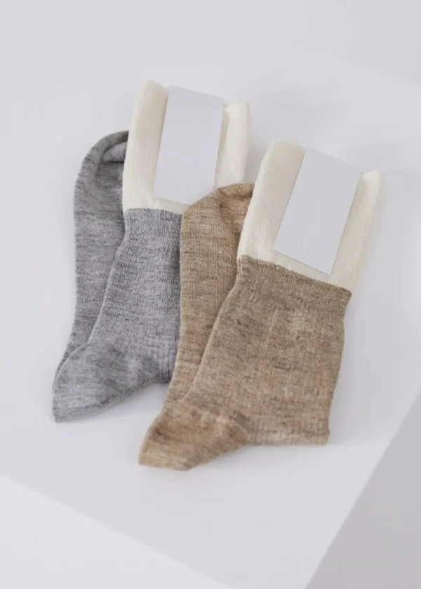 Online AIAYU - Linen Rib Socks - Mix Linen