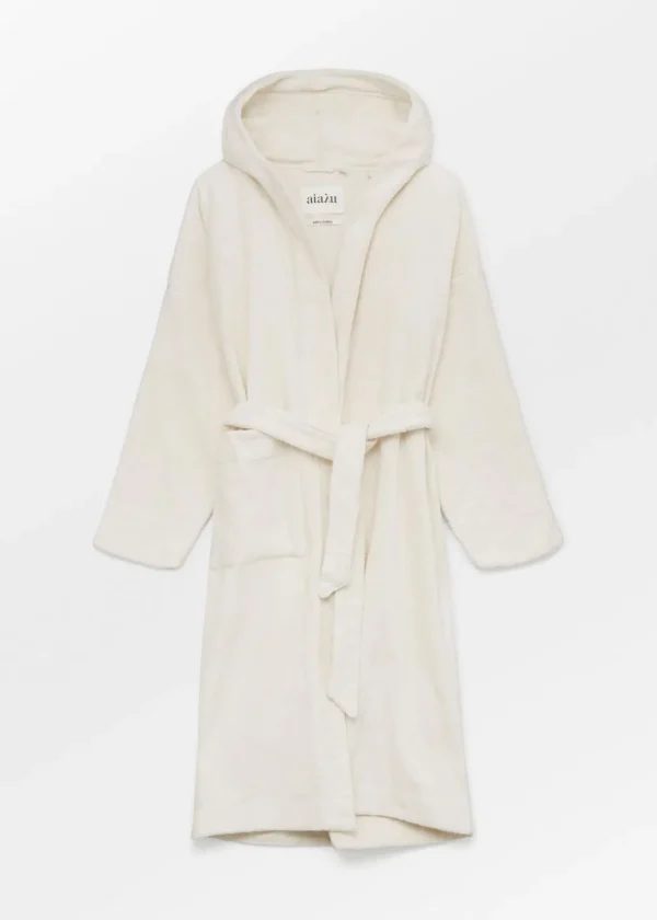 Shop AIAYU DOMUS - Hooded Bathrobe Terry - Pure Ecru