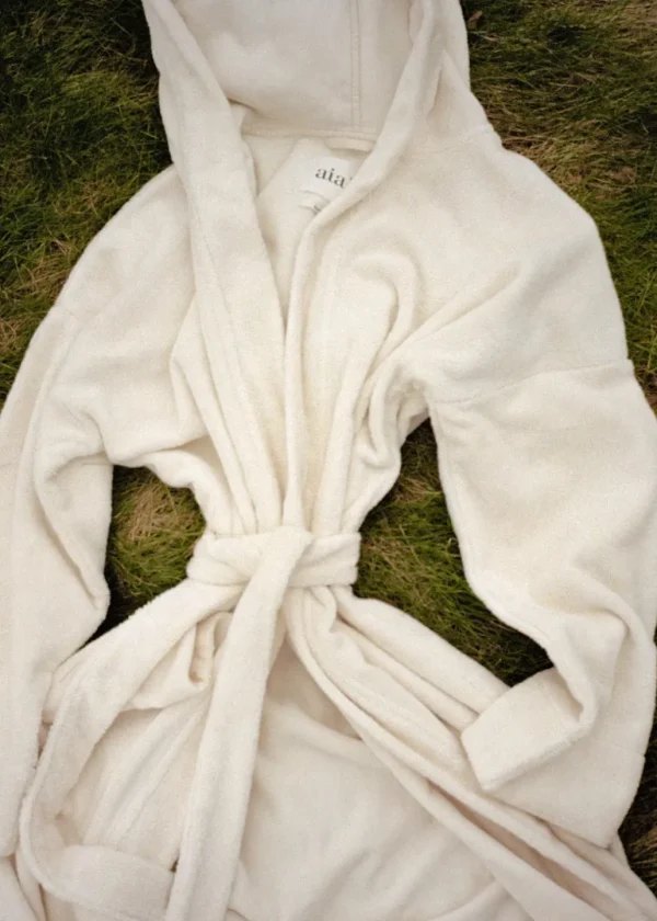 Shop AIAYU DOMUS - Hooded Bathrobe Terry - Pure Ecru