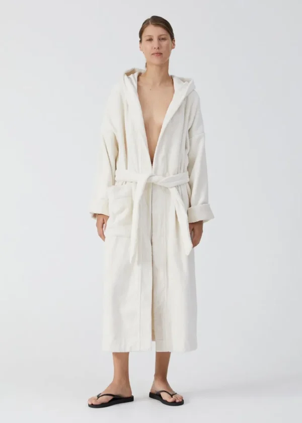 Shop AIAYU DOMUS - Hooded Bathrobe Terry - Pure Ecru