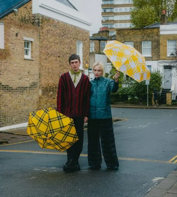 Fashion ANATOLE - Yellow Oversize Gingham Compact Umbrella - Victoria