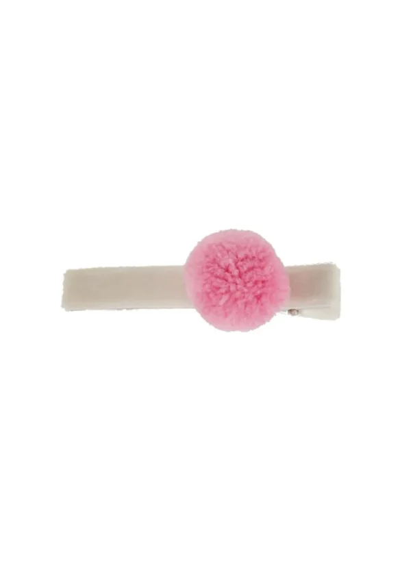 Cheap BON DEP - Aligator Clip W Pompom - Ivory Bublegum