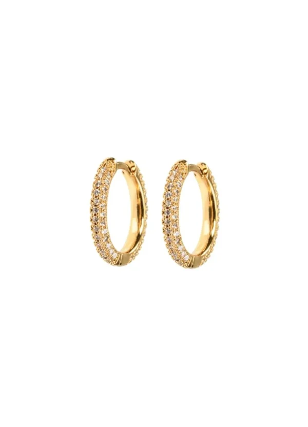 New Emilia by Bon Dep - Medium Stone Covered Hoops - White