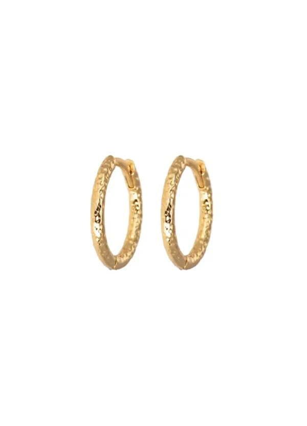 Best Emilia by Bon Dep - Medium Hammered Gold Hoops