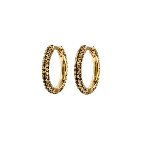 Shop Emilia by Bon Dep - Medium Stone Covered Hoops - Black