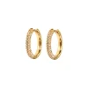 New Emilia by Bon Dep - Medium Stone Covered Hoops - White