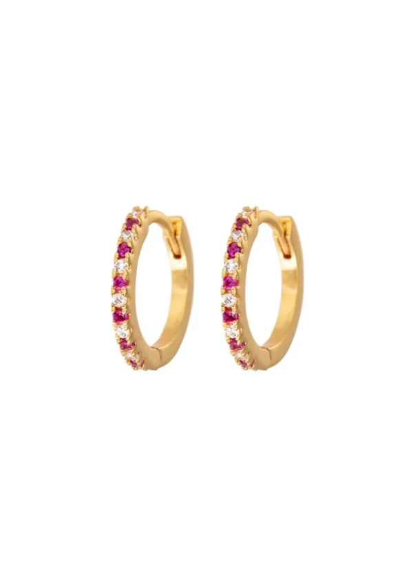 Cheap Emilia by Bon Dep - Medium Hoops - Cerise & White