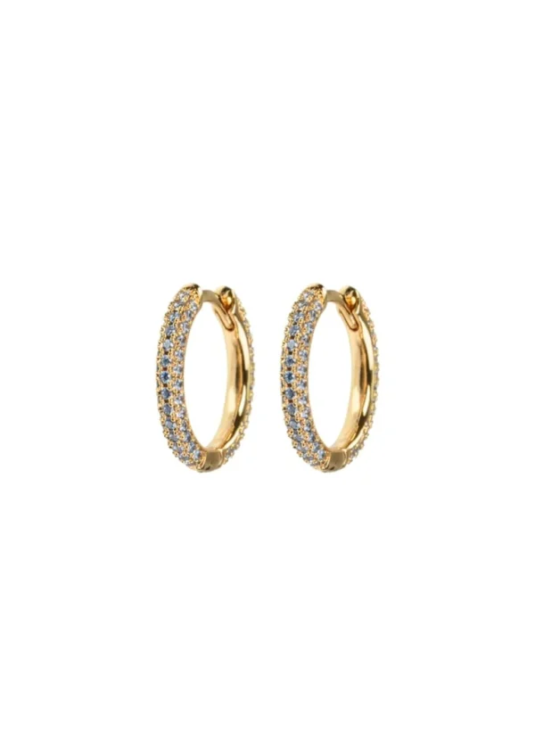 Shop Emilia by Bon Dep - Medium Stone Covered Hoops - Blue