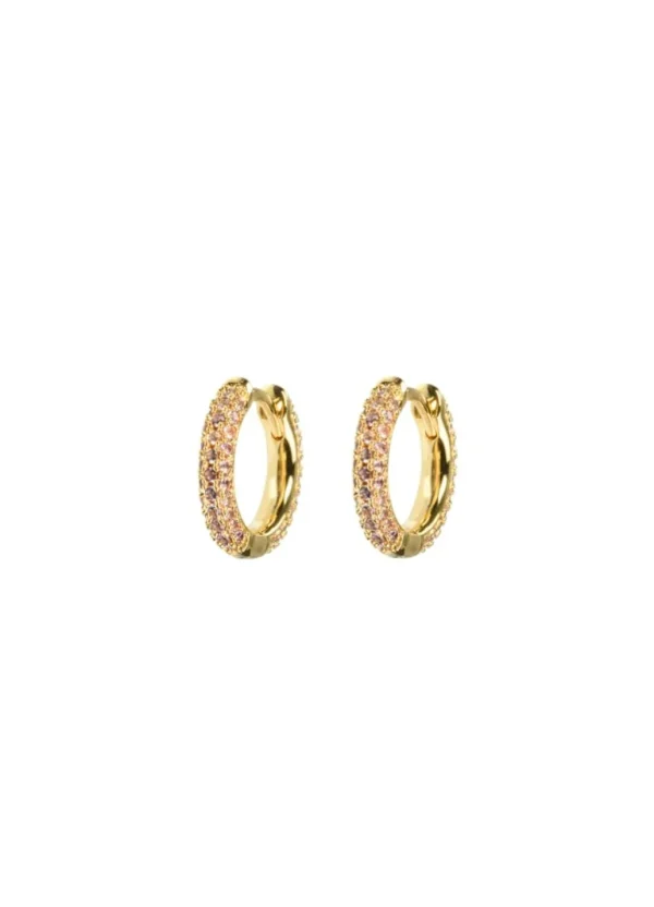 Shop Emilia by Bon Dep - Small Stone Covered Hoops - Brown