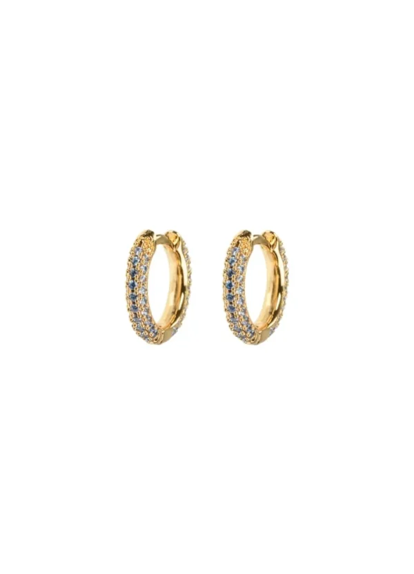 Outlet Emilia by Bon Dep - Small Stone Covered Hoops - Blue