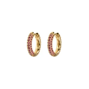 Clearance Emilia by Bon Dep - Small Stone Covered Hoops - Cerise