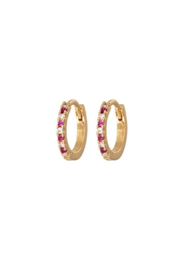 New Emilia by Bon Dep - Small Hoops - Cerise & White