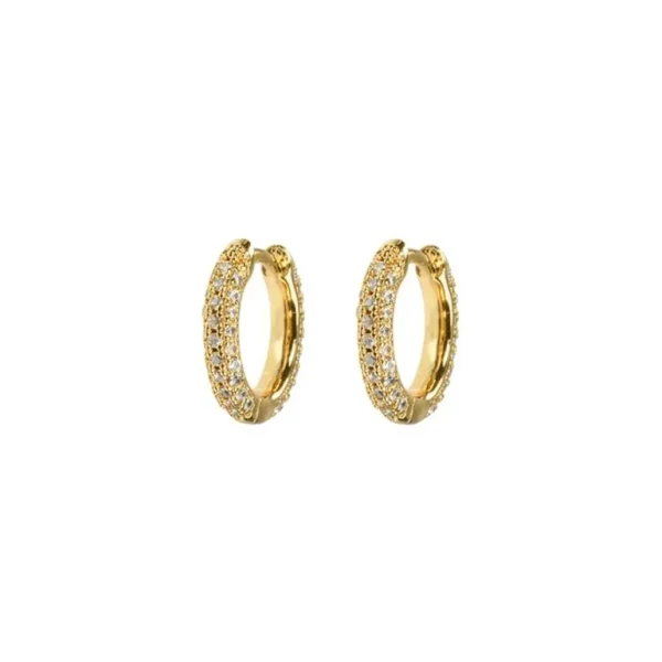 Best Emilia by Bon Dep - Small Stone Covered Hoops - White