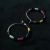 New ISABEL MARANT JEWELRY - Color Stripe Hoop Earrings - Dark Multicolor