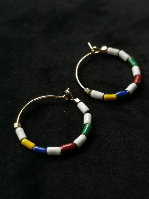 Store ISABEL MARANT JEWELRY - Color Stripe Hoop Earrings - Multicolor