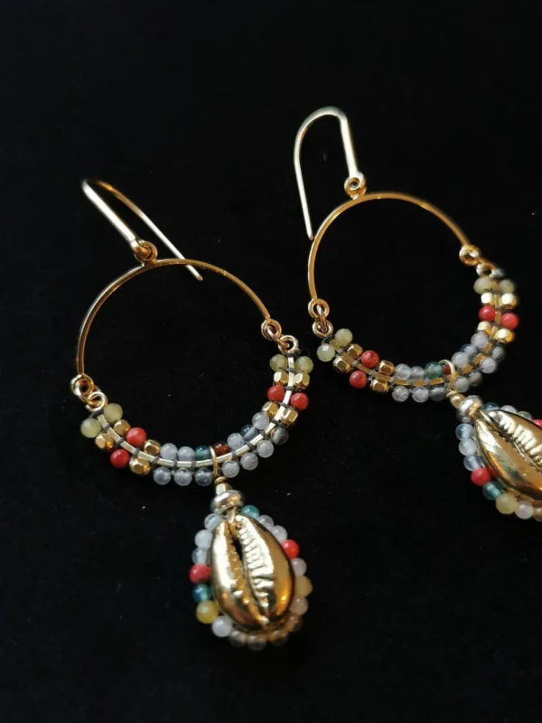 New ISABEL MARANT JEWELRY - Shell & Pearl Earrings - Mellow Yellow