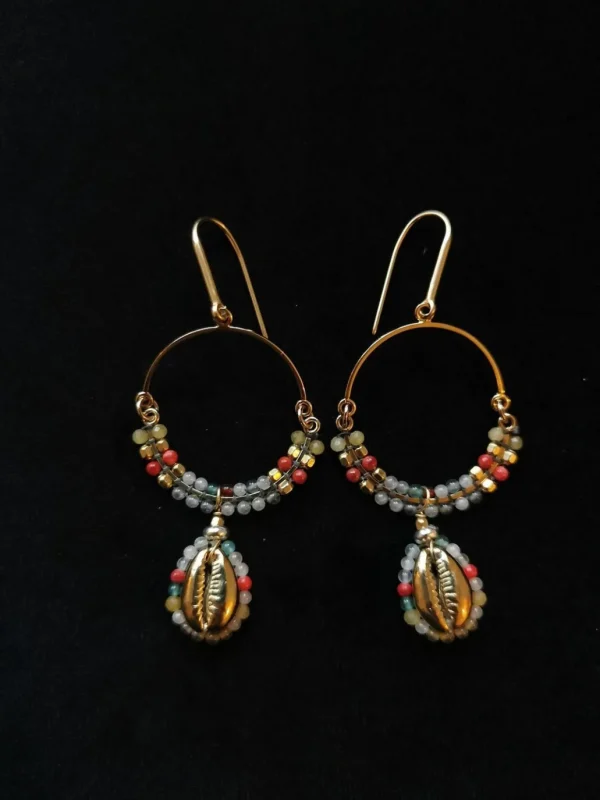 New ISABEL MARANT JEWELRY - Shell & Pearl Earrings - Mellow Yellow