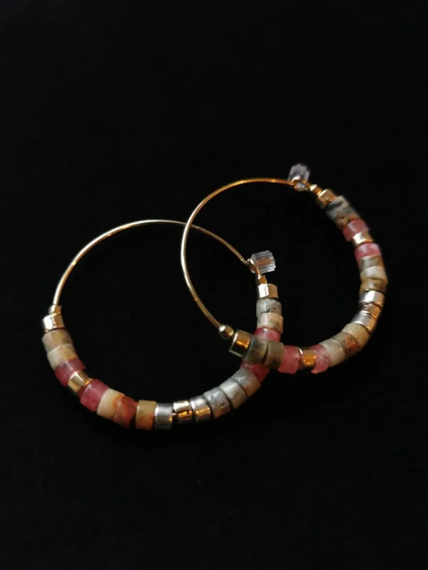 Store ISABEL MARANT JEWELRY - Stone Pearl Hoops - Natural