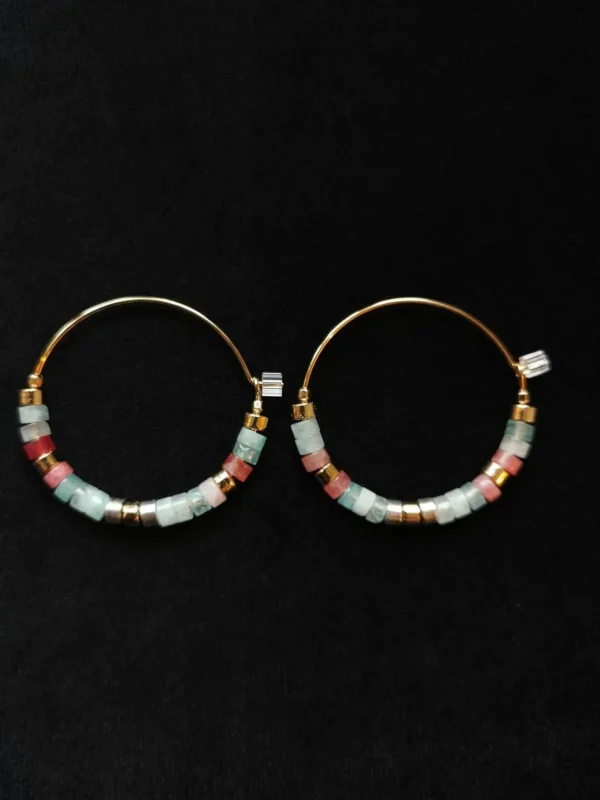 New ISABEL MARANT JEWELRY - Stone Pearl Hoops - Pacific