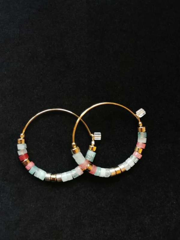 New ISABEL MARANT JEWELRY - Stone Pearl Hoops - Pacific