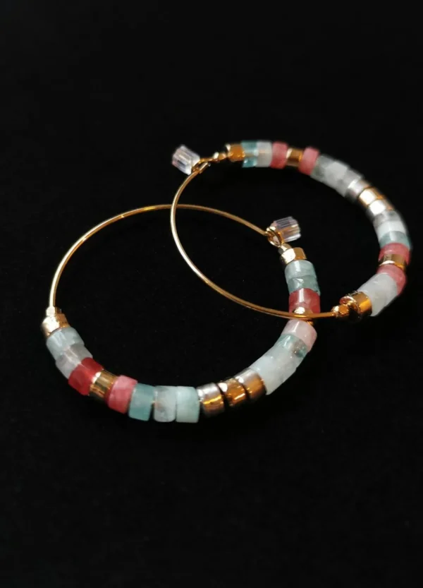 New ISABEL MARANT JEWELRY - Stone Pearl Hoops - Pacific