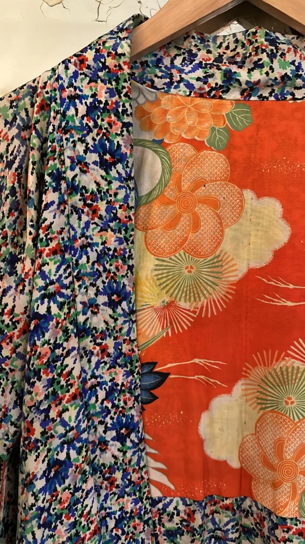 Sale Kyoto Vintage Warehouse - Silk Haori - Flowers