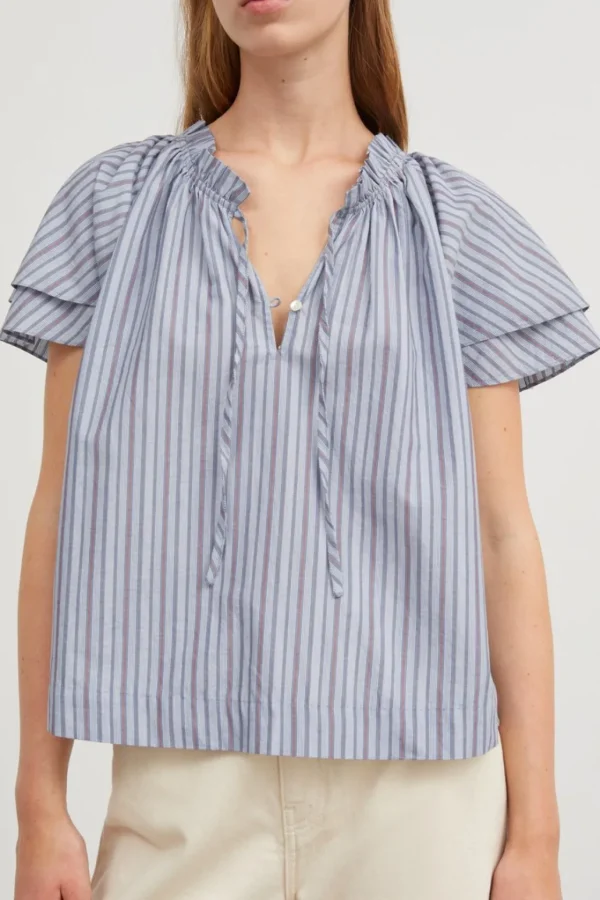 Best SKALL - Grace Blouse - BlueRed Stripe