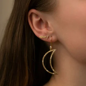 Best Sale STINE A - Big Bella Moon WStones Earring - Gold