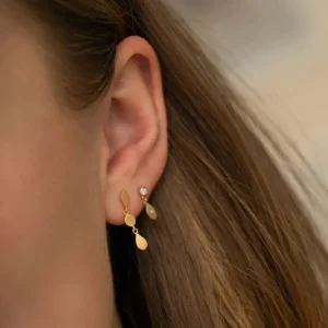 Store STINE A - Big Dot WSparkling Teardrop Earring - Gold