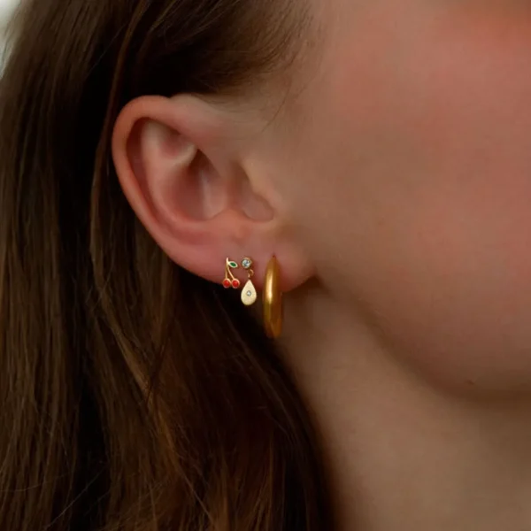 Store STINE A - Big Dot WSparkling Teardrop Earring - Gold