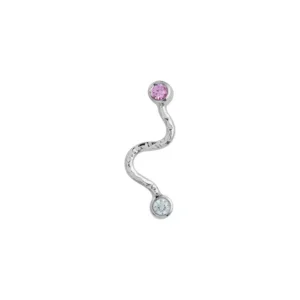 Best STINE A - Big Wave Earring WPastel Pink & Blue Stone - Silver