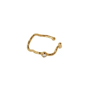 Hot STINE A - Big Wavy Ear Cuff With Stone - Gold