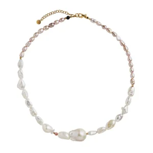 Outlet STINE A - Chunky Glamour Pearl Necklace - White & Rose