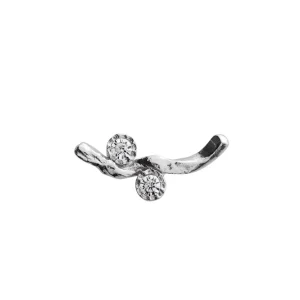 Best STINE A - Flow Earring WTwo Stones - Silver