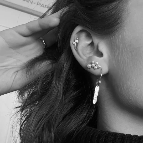 Best STINE A - Flow Earring WTwo Stones - Silver