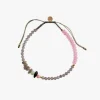 Shop STINE A - Harmony Bracelet With Calm Grey & Pink Gemstones And Khakigrey Ribbon