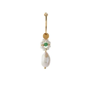 Online STINE A - Heavenly Flower Pearl Hoop WGreen Stone & Pearl