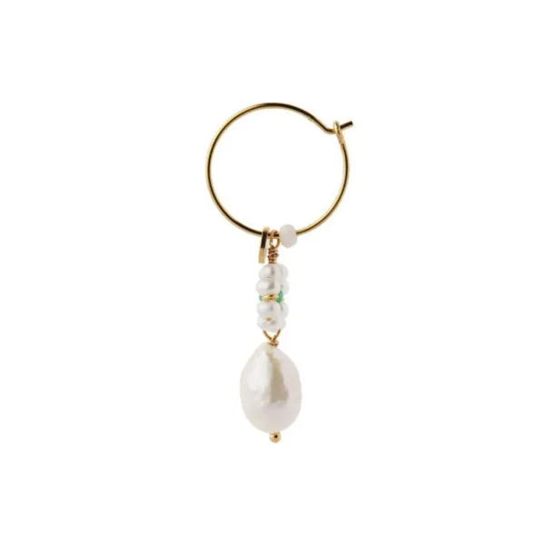 Online STINE A - Heavenly Flower Pearl Hoop WGreen Stone & Pearl