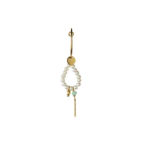 Store STINE A - Heavenly Pearl Dream Hoop Gold - Green Stone & Chain