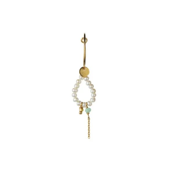 Store STINE A - Heavenly Pearl Dream Hoop Gold - Green Stone & Chain