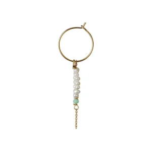 Store STINE A - Heavenly Pearl Dream Hoop Gold - Green Stone & Chain