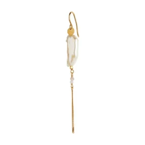 Outlet STINE A - Long Baroque Pearl With Chain Earring - Peach Sorbet