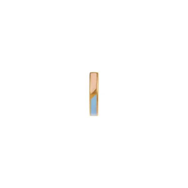 Clearance STINE A - Petit Circus Huggie Earring Blue & Pale Peach - Gold