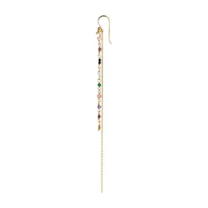 Shop STINE A - Petit Gemstones WLong Chain Earring - Forrest Mix