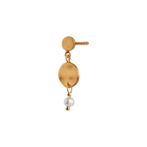 Online STINE A - Petit Hammered Coin & Stone Earring Gold - Pearl