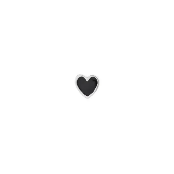 Hot STINE A - Petit Love Heart Earring - Black Silver