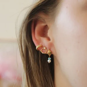 Online STINE A - Petit Wavy Circle Earring WStone Gold