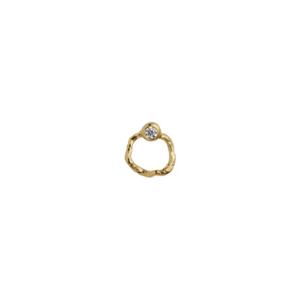 Online STINE A - Petit Wavy Circle Earring WStone Gold