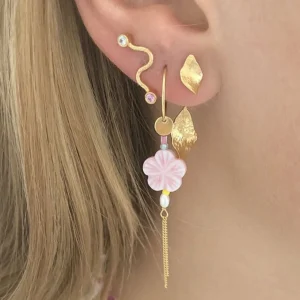 New STINE A - Pink Cherry Blossom Earring WChains